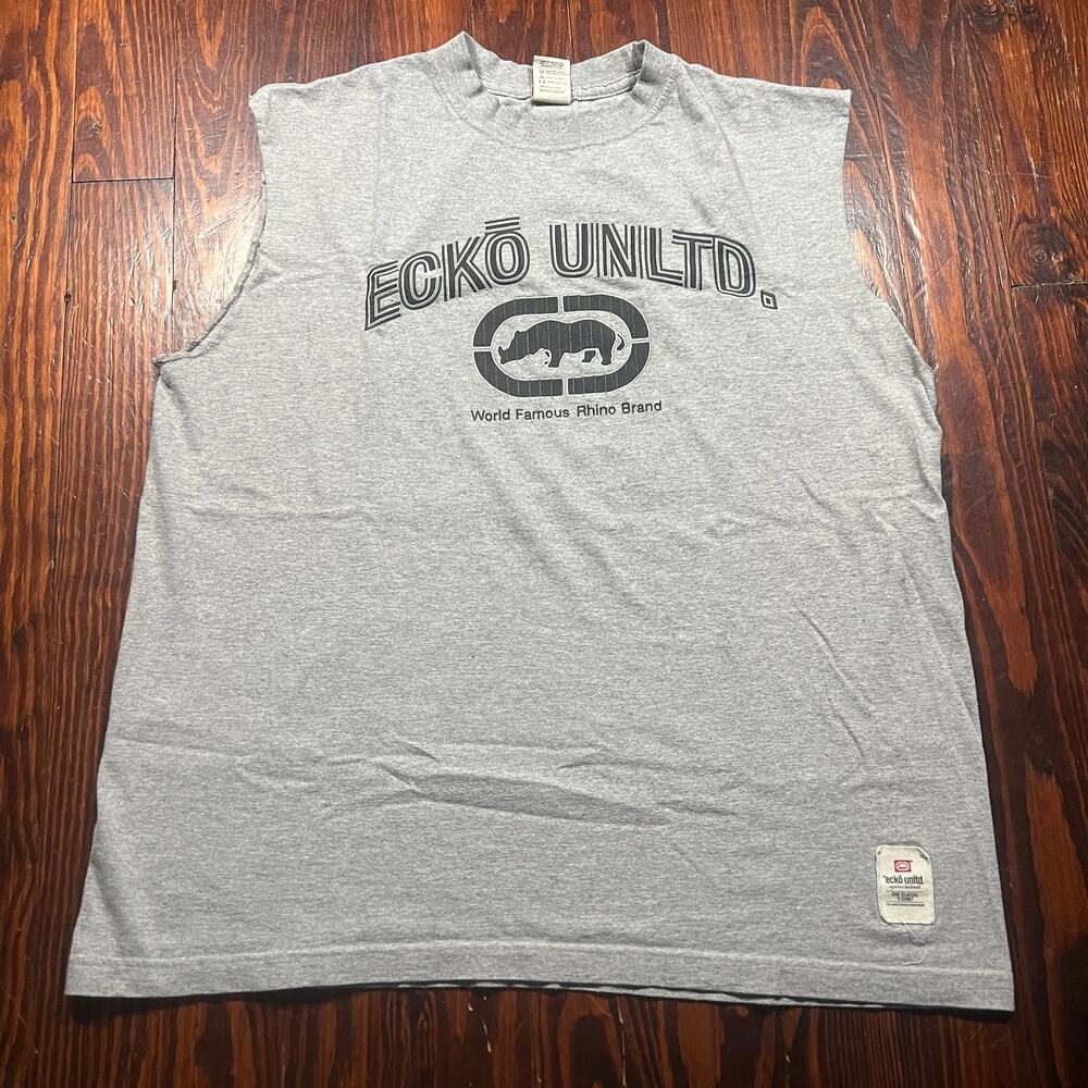 Ecko Unltd XL Y2K Muscle Shirt Gray Graphic